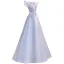 Chic / Beautiful Sky Blue Beading Pearl Rhinestone Prom Dresses 2023 A-Line / Princess Scoop Neck Bow Sleeveless Backless Floor-Length / Long Prom Formal Dresses