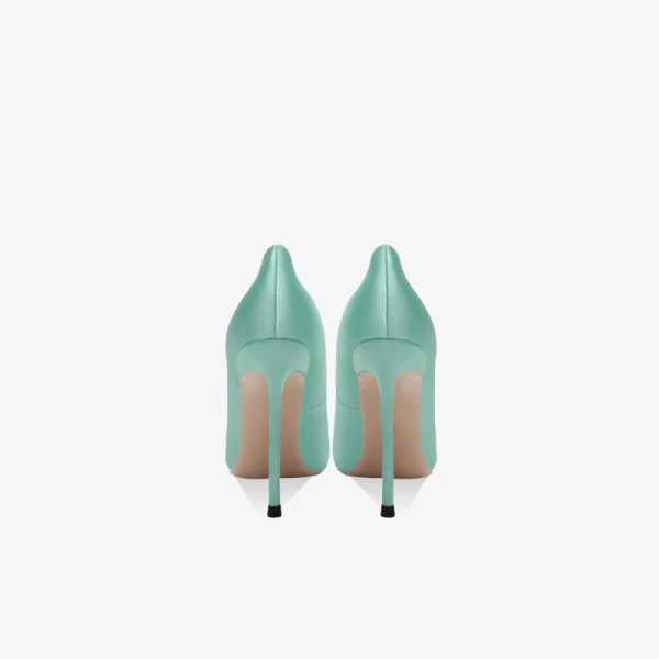 Modest Mint Green Evening Party Satin Pumps 2023 Leather 12 cm Stiletto Heels Pointed Toe High Heels Pumps