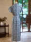 Chinese style Vintage / Retro Sky Blue Printing Cheongsam 2024 Trumpet / Mermaid High Neck Short Sleeve Tea-length