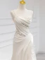 Charmant Légère Blanche En Dentelle Fleur Satin Robe De Mariée 2024 Trompette / Sirène Bretelles Spaghetti Sans Manches Dos Nu Train De Balayage Mariage