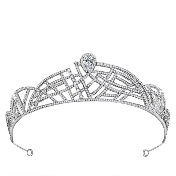 Brud Huvudbonad Vita Rhinestone Legering Bröllop Mode 2022 Brud Huvudbonad Tiara