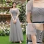 Simple Gris Robe Demoiselle D'honneur 2022 Princesse Noeud Ceinture Manches Courtes Dos Nu Longue Robe De Ceremonie