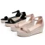 Schöne Beige Strand Sandalen Damen 2024 Knöchelriemen Hochhackige 6 cm Keilabsatz Peeptoes Sandaletten