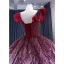 High-end Gradient-Color Burgundy Handmade  Beading Prom Dresses 2023 Ball Gown V-Neck Sleeveless Backless Floor-Length / Long Formal Dresses