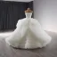 Luxury / Gorgeous White Cascading Ruffles Wedding Dresses 2024 Ball Gown Strapless Sleeveless Backless Court Train Wedding