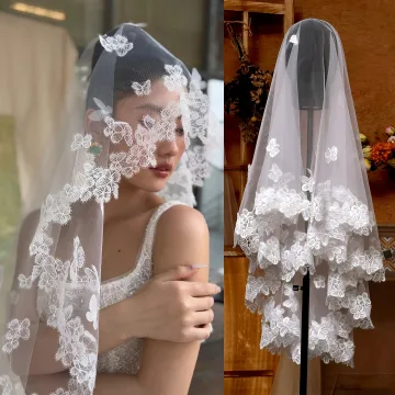 Vintage Retro White Lace Butterfly 1 M Wedding Veils Tulle 2026