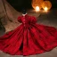 Elegant Burgundy Lace Flower Birthday Flower Girl Dresses 2024 Ball Gown High Neck Short Sleeve Floor-Length / Long
