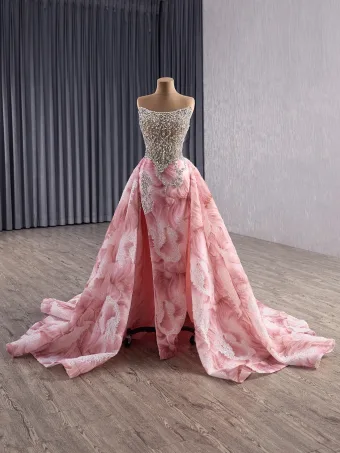 Gama Alta Rosa Clara Hecho A Mano Rhinestone Delante De Split Vestidos De Gala 2025 Trumpet Mermaid Sin Tirantes Sin Mangas Sin Espalda Colas De La Corte Vestidos Formales