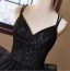 Schöne Schwarz Perlenstickerei Pailletten Spitze Blumen Ballkleider 2024 Ballkleid Spaghettiträger Ärmellos Rückenfreies Sweep / Pinsel Zug Ball Festliche Kleider