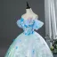 Zauberhaft Himmelblau Applikationen Ballkleider 2026 Ballkleid Off Shoulder Kurze Ärmel Rückenfreies Lange Festliche Kleider