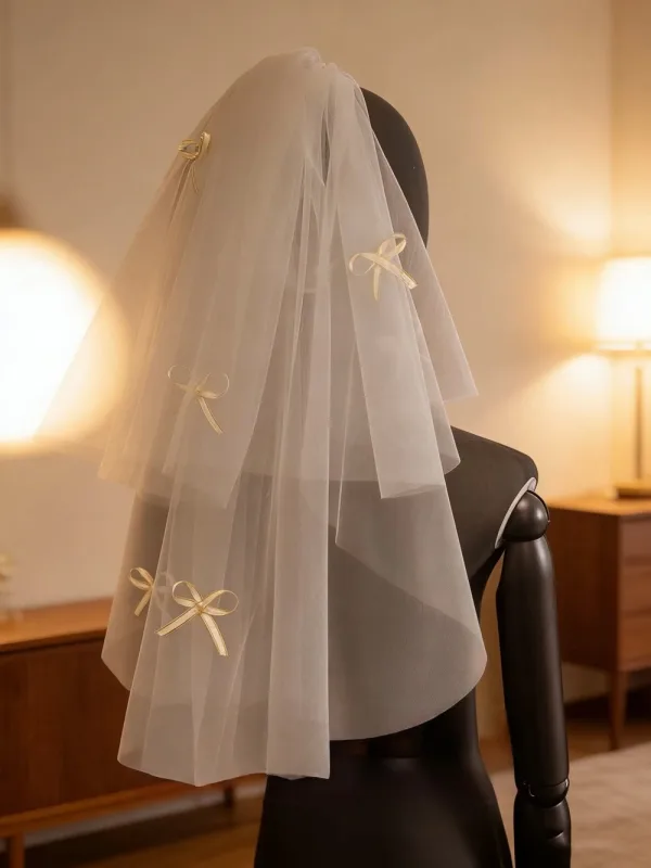 Élégant Blanche Noeud Tulle Voile De Mariée 2026 0.5 m