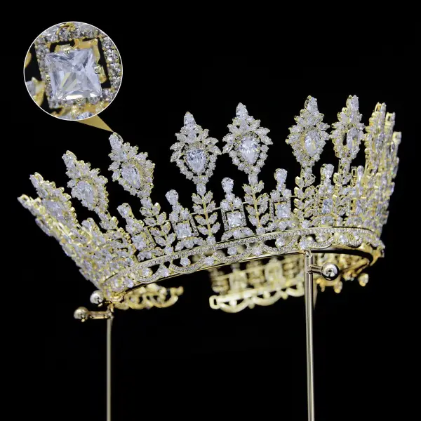High-end Silver Rhinestone Zirkon Bröllop Krona 2024 Brud Huvudbonad