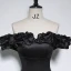 Vintage Sorte Satin Gallakjoler 2023 Balkjole Flæse Off-The-Shoulder Ærmeløs Halterneck Lange Galla Kjoler