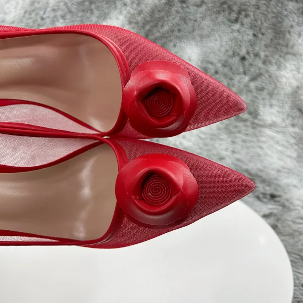 Charming Red Cocktail Party See-through Pumps 2023 12 cm Stiletto Heels Pointed Toe Pumps High Heels