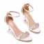 Charmant Blanche Faux Diamant Chaussure De Mariée 2022 Bride Cheville 7 cm Talons Aiguilles Peep Toes / Bout Ouvert Talons Hauts