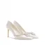 Eleganta Vita Pärla Rhinestone Läder Brudskor 2026 6 cm Stilettklackar Spetsiga Bröllop Pumps Högklackade
