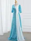Vintage / Originale Bleu Roi Paillettes Robe De Bal 2025 Trompette / Sirène V-Cou Manches Courtes Longue Promo Robe De Ceremonie