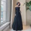 Chic / Belle Noire Paillettes Robe De Bal 2022 Princesse De l'épaule Manches Longues Dos Nu Ceinture Longue Promo Robe De Ceremonie