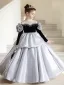 Voluminous Grey Pearl Cascading Ruffles Birthday Flower Girl Dresses 2026 Ball Gown Scoop Neck Long Sleeve Floor-Length / Long