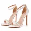 Sexy White Pearl Rhinestone Ankle Strap Wedding Shoes 2025 11 cm Stiletto Heels Open / Peep Toe Wedding Sandals High Heels