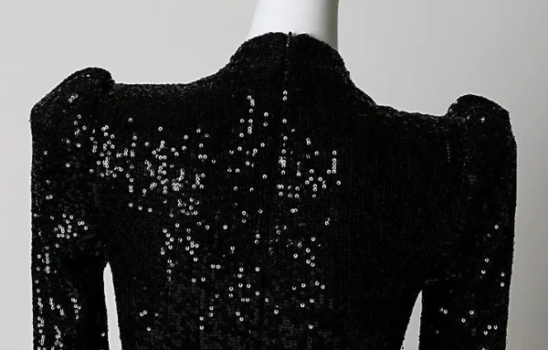 Scintillantes Noire Paillettes Robe De Soirée 2026 Trompette / Sirène V-Cou 3/4 Manches Longue Robe De Ceremonie