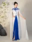 Chinese style White With Cloak Split Front Evening Party Cheongsam 2025 Trumpet / Mermaid High Neck Short Sleeve Floor-Length / Long Cheongsam / Qipao