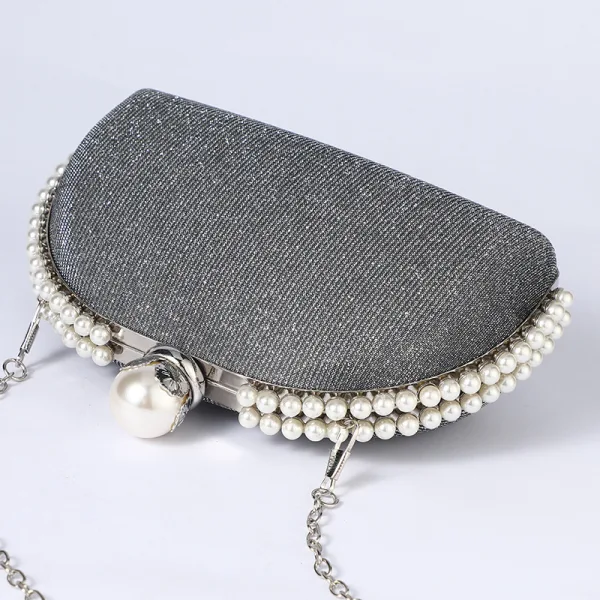 Chic / Beautiful Silver Pearl Glitter Evening Party Clutch Bags 2023