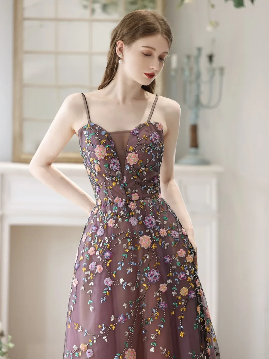 grape formal dress Grape Ball Gown Lace Flowers Beaded Off The Shoulder main image 0