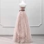 Schöne Rosa Pailletten Ballkleider 2023 A Linie Bandeau Ärmellos Rückenfreies Schleife Stoffgürtel Lange Festliche Kleider