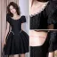 Fashion Black Rhinestone Short Party Dresses 2022 A-Line / Princess Scoop Neck Short Sleeve Backless Formal Dresses