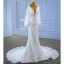 Charmant High End Weiß Perlenstickerei Strass Pailletten Applikationen Brautkleider / Hochzeitskleider 2022 Meerjungfrau Rundhalsausschnitt Lange Ärmel Rückenfreies Lange Hochzeit
