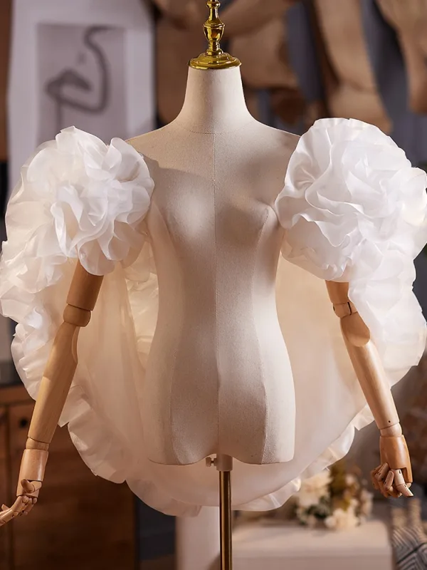 Fashion White Handmade  Flower Prom shawl 2025