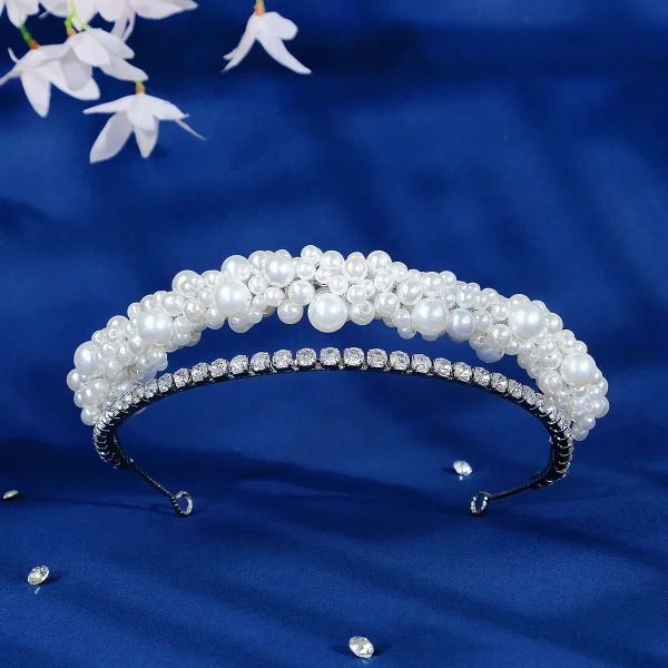 Vintage Sølv Perle Rhinestone Legering Har Tilbehor Hårbøyle 2023 Bryllup
