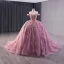 High-end Candy Pink Handmade  Beading Appliques Pearl Sequins Prom Dresses 2024 Ball Gown Off-The-Shoulder Sleeveless Backless Court Train Prom Formal Dresses