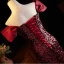 Sparkly Burgundy Sequins Evening Dresses 2024 Trumpet / Mermaid Off-The-Shoulder Short Sleeve Backless Floor-Length / Long Evening Party Formal Dresses