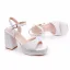 Élégant Blanche Perle Chaussure De Mariée 2025 9 cm Talons Épais Peep Toes / Bout Ouvert Mariage Sandales Talons Hauts