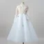 Chic / Beautiful White Appliques Sequins Birthday Flower Girl Dresses 2025 A-Line / Princess Scoop Neck Long Sleeve Floor-Length / Long Flower Girl Dresses