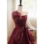 Charming Burgundy Strapless Bow Prom Dresses 2023 A-Line / Princess Sleeveless Backless Floor-Length / Long Prom Formal Dresses