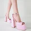 Amazing / Unique Blushing Pink Satin Cocktail Party Summer Womens Sandals 2022 Ankle Strap 14 cm Thick Heels Open / Peep Toe Sandals High Heels