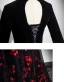 Elegant Black Long Sleeve Prom Dresses 2024 A-Line / Princess Floor-Length / Long Deep V-Neck Flower Crossed Straps Red Carpet Evening Dresses