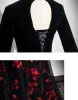Eleganckie Czarne Długie Rękawy Sukienki Na Bal 2024 Princessa Długie Głęboki V-Szyja Kwiat Skrzyżowane Pasy Czerwony dywan Sukienki Wieczorowe
