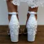 Schöne Ivory / Creme Spitze Blumen Brautschuhe 2022 Knöchelriemen 8 cm Thick Heels Peeptoes Hochzeit Sandaletten Hochhackige