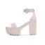 Fashion White Summer Evening Party Patent Leather Womens Sandals 2022 Ankle Strap 10 cm Thick Heels Open / Peep Toe Sandals High Heels