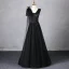 Elegant Black Tassel Appliques Prom Dresses 2024 Backless A-Line / Princess V-Neck Sleeveless Floor-Length / Long Prom Formal Dresses