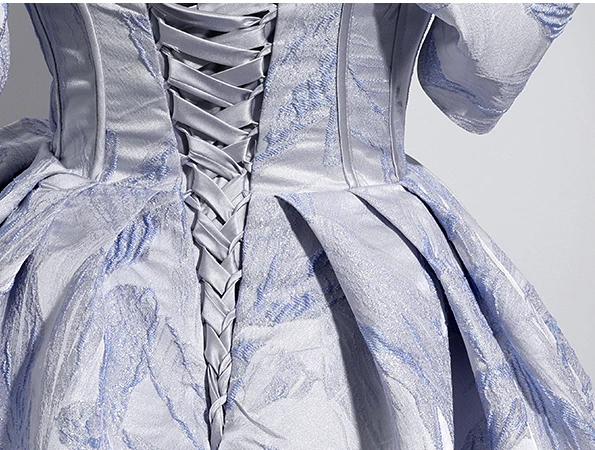 Elegant Lavender Cascading Ruffles Satin Prom Dresses 2024 Ball Gown Off-The-Shoulder Short Sleeve Backless Sweep Train Prom Formal Dresses