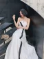 Modest / Simple Fashion Ivory Prom Dresses 2022 A-Line / Princess Strapless Sleeveless Backless Floor-Length / Long Formal Dresses