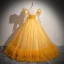 Elegant Gold Beading Sequins Prom Dresses 2024 Ball Gown Scoop Neck Long Sleeve Backless Floor-Length / Long Prom Formal Dresses