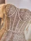 Bling Bling Champagne Beading Sequins Prom Dresses 2024 A-Line / Princess Off-The-Shoulder Short Sleeve Backless Floor-Length / Long Prom Formal Dresses