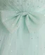 Chic / Belle Vert Cendré Paillettes Noeud Anniversaire Robe Ceremonie Fille 2024 Robe Boule Col Haut Gonflée Manches Courtes Longue