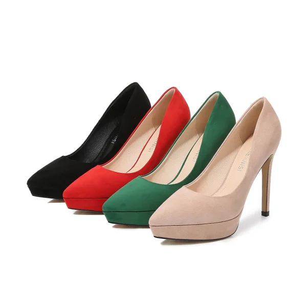 Modest / Simple Black Evening Party Suede Pumps 2023 12 cm Stiletto Heels Pointed Toe Pumps High Heels
